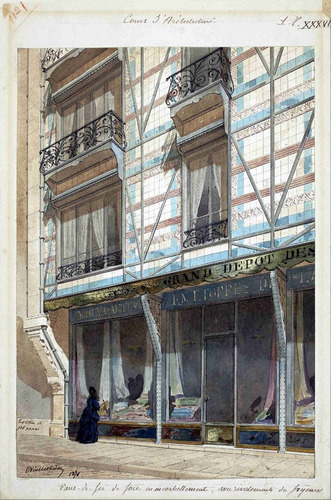 Lienzo Canva Dibujo Arquitectura Fachada Casa Comercial 1874