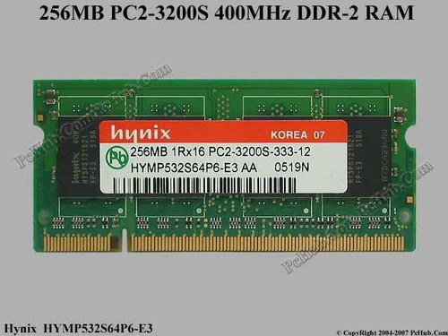 Memoria Laptop Hynix 256mb Ddr2 1rx16 Pc2-3200s-333-12 400mh