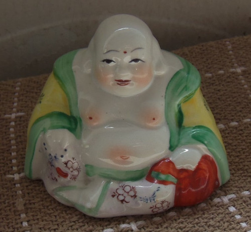 Buda De Porcelana Antigo Pintado A Mão