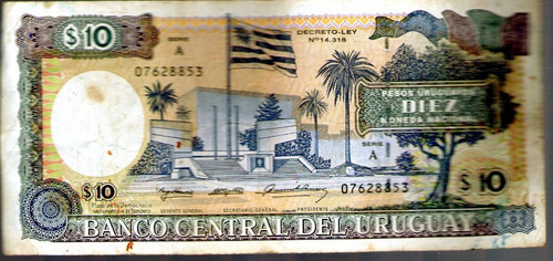 Billete 10 Diez Pesos Uruguayos