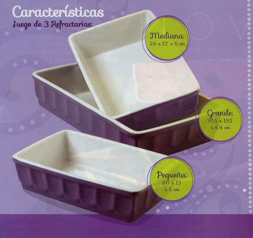 Juego De 3 Refractarias De Cerámica