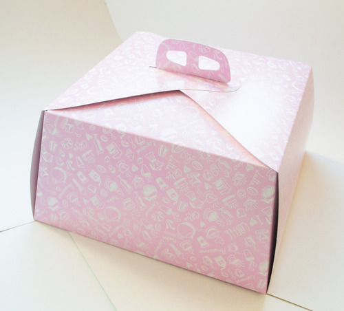 Cajas Para Tortas De 29x29x15 Estampado Rosa(x 100 Unidades)