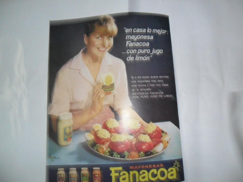 Mayonesas Fanacoa Jugo Limon Frasco Envase Publicidad 1967