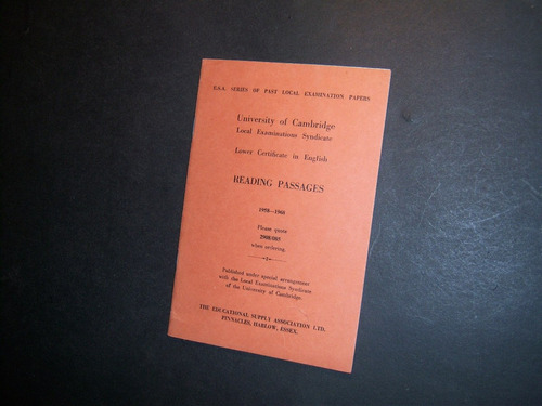 Reading Passages 1958 1968 . University Of Cambridge