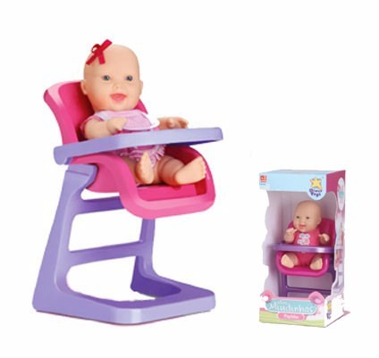 Boneca Mini Miudinha Cadeira De Papinha