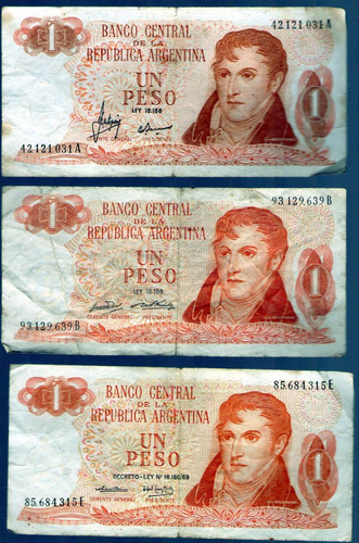 Billete 1 Un Peso Argentino Ley Nº18.188/69