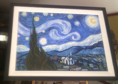 Noche Estrellada Copia Van Gogh Oleo Enmarcado Firma Filippo