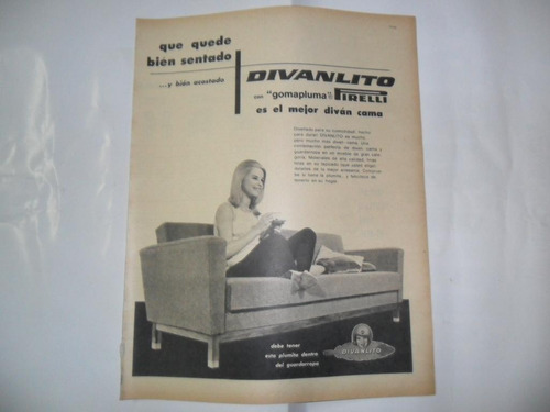 Divanlito Gomapluma Pirelli Divan Cama Publicidad 1967
