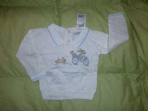 Remera Algodon Manga Larga.bebe Talle0/3 M.nueva.niño