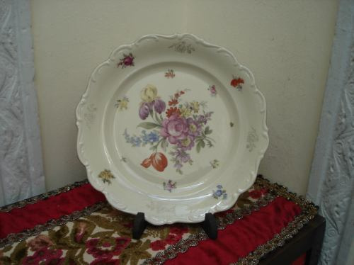 Plato Antiguo Fina Porcelana Bavaria Diseño Flores Miralo