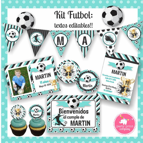 Kit Imprimible Futbol Cesles Y Negro
