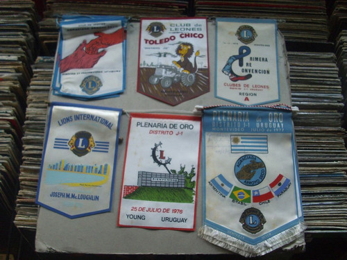 Club De Leones Gran Lote Banderines Con Firma Medallas