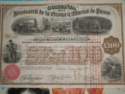 Bono Del Ferrocarril De La Oroya Mineral De Pasco