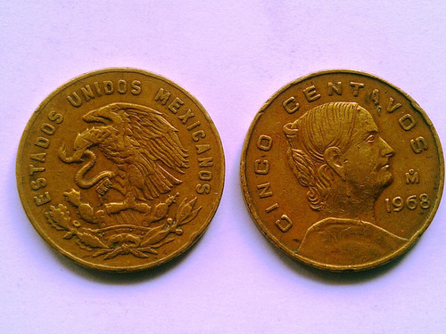 Moneda 5 Ctvos Josefa Ortiz De Dominguez 1956,1968 Pre X Pza