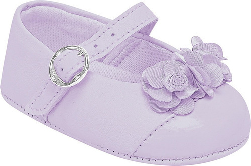 Sapatinho Bebê Lilás Com Flores Pampili