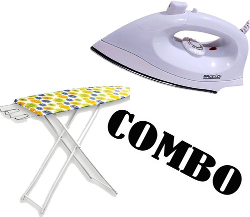 Set Tabla De Planchar + Plancha Electrica Rociador Brolux