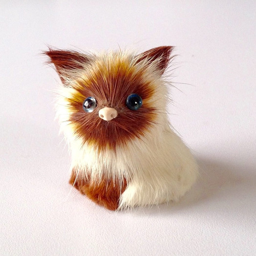 Figura Gato Siames - Pelo De Conejo. 8 Cm.