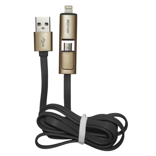 Cable 2-en-1 Usb A Micro Usb + Lightning, Beston W118 Negro