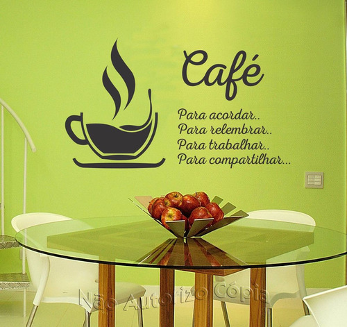 Adesivo Decorativo Parede Cozinha Geladeira Café Frases55x93