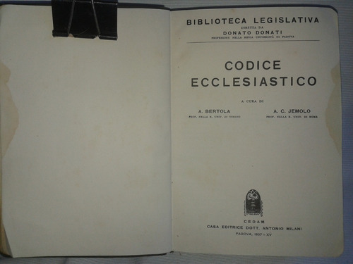 Imagen 3 de 5 de Codice Ecclesiastico Bertola-jemolo Cedam 1937 En Italiano