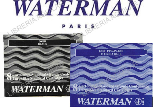 Caja Cartuchos Waterman X 8 Un Lapicera A Fuente Negro Azul