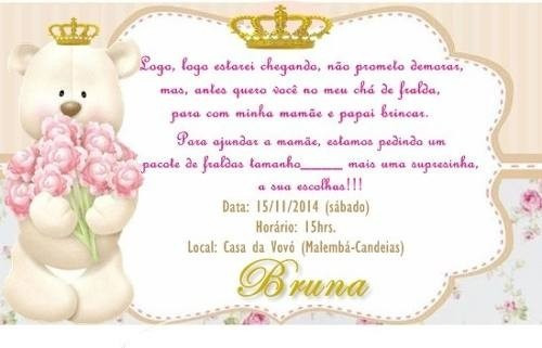 100 Convites Personalizados Chá De Bebê Com Envelopes E Selo