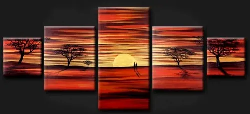comprar Cuadros Tripticos Modernos Pintados A Mano En Lienzo Paisaje