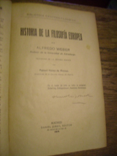 Historia De La Filosofia Europea-alfredo Weber - Edic. 1914