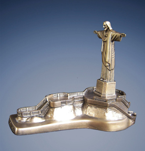 Cristo Redentor E Morro Do Corcovado Em Resina Cor Prata Prateado