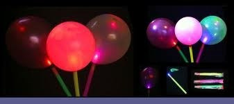 Paquete De 10 Globos Con Luz  Led Con Varita 