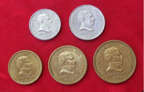 Jm * Uruguay 1965 Lote Completo - 5 Monedas