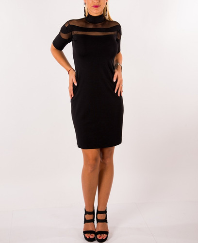 Imagen 2 de 4 de Vestido Detalle Gasa T2 Y T3 Negro Y Bordo Marca Kabbala