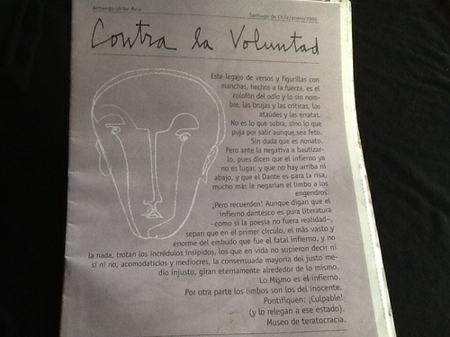 Contra La Voluntad - Armando Uribe Arce - 2000 - Muy Escaso.