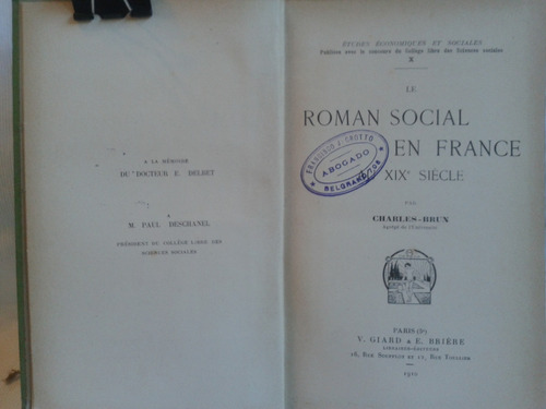 Le Roman Social En France Charles Brun En Frances