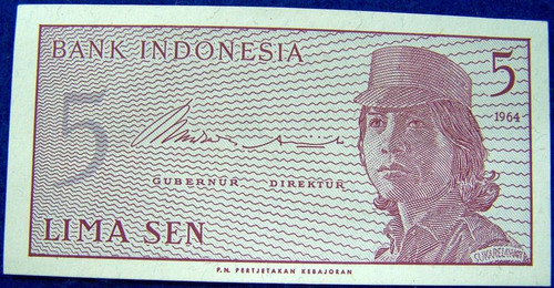 Imagen 1 de 2 de Indonesia 5 Sen 1964 *