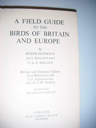 * A Field Guide To The Birds Of Britain And Europe