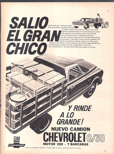 Antigua Publicidad Camion Chevrolet C/30