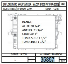 Radiador Explorer/ Mazda B4000 Pick Up 00-05 35857