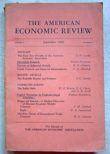 American Economic Review, Vol I, Nro 4, May 1960
