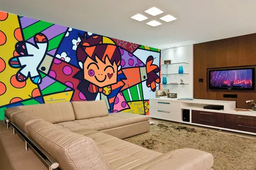 comprar Adesivo De Parede Romero Britto Pop Art Quadros Coloridos M²