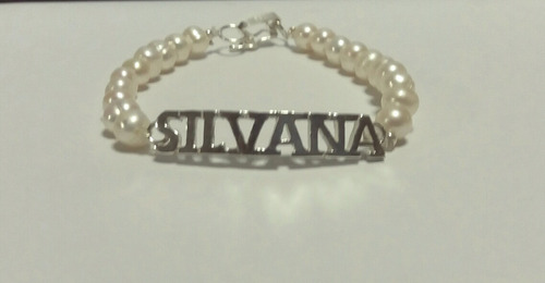 Pulsera Nombre En Plata  950 Y Perlas Naturales