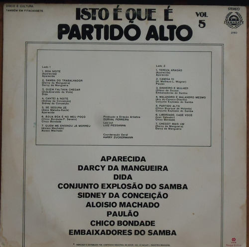 Lp Samba - Isto Que É Partido Alto Vol. 5 (210) (Usado)