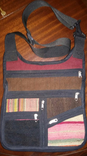 Morral Cartera De Awayo Y Telar Norteño Con Tapa 6 Bolsillos