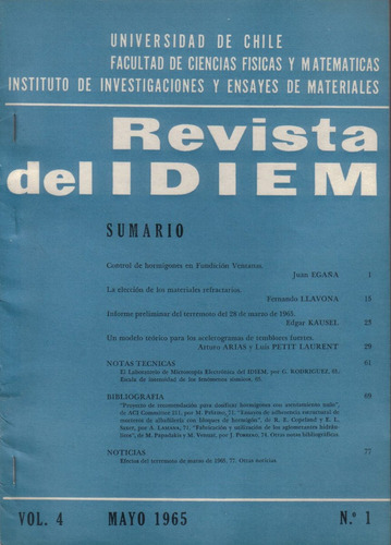 Revista De Idiem Vol. 4 / Mayo 1965 / N° 1