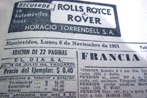 Diario El Dia - 6 De Noviembre 1961- Completo