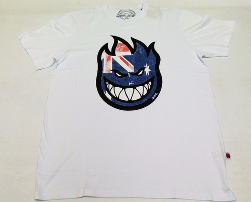 Camiseta Spitfire Wheels Flame Australia Branca Original