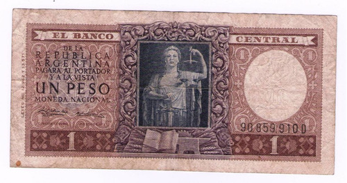 Argentina - 1 Un Peso Billete Papel Moneda Año 1960