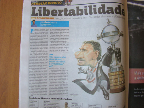 Imagem 5 de 5 de Corinthians Campeão Libertadores 2012 Jornal Lance C/ Poster
