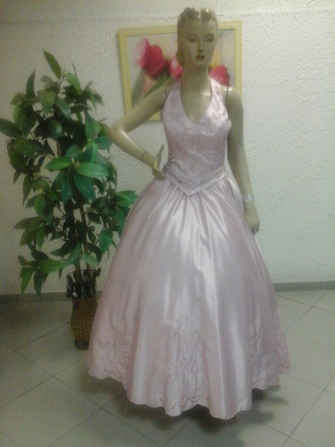 Vestido De Debutante Formatura Frente Única Rosa Df108