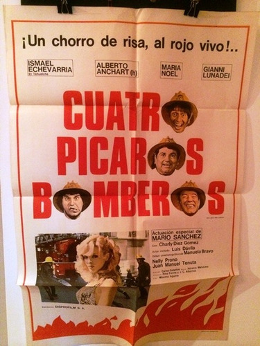 Afiche De Cine Original - Cuatro Picaros Bomberos